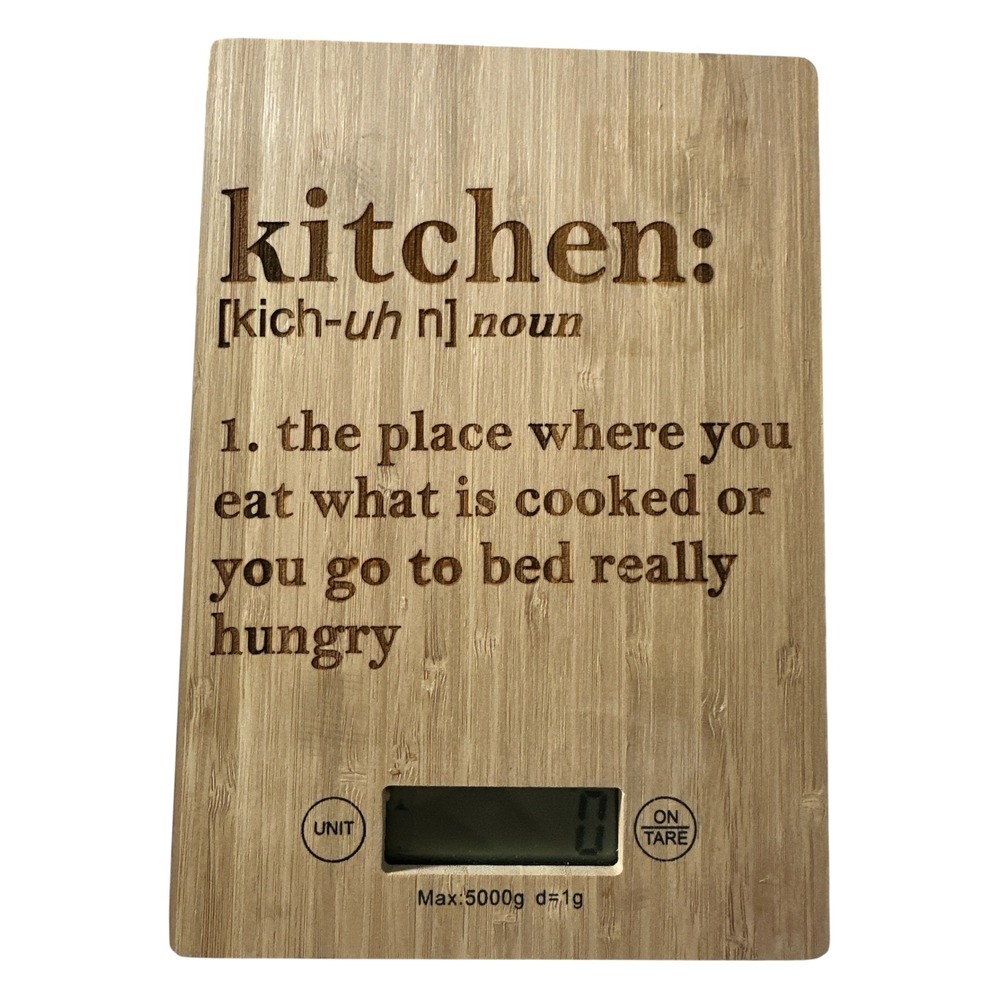 Digital Kitchen Scale‎ Bamboo Top Laser Engraved Funny Food Scale kg/oz/lb/g NEW